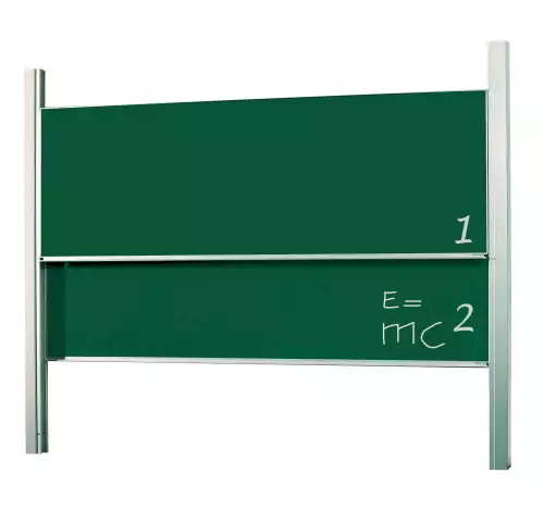 WhiteboardMatch Chalkboard Deluxe - Height adjustable - Double surface board - Schoolboard - Easy assembly - Enamel steel - Green - 100x200cm (50384)