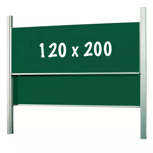 WhiteboardMatch Chalkboard Deluxe - Height adjustable - Double surface board - Schoolboard - Easy assembly - Enamel steel - Green - 120x200cm (50386)