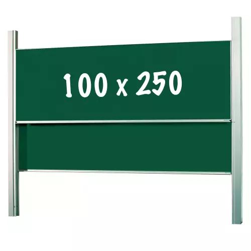 WhiteboardMatch Chalkboard Deluxe - Height adjustable - Double surface board - Schoolboard - Easy assembly - Enamel steel - Green - 100x250cm (50388)