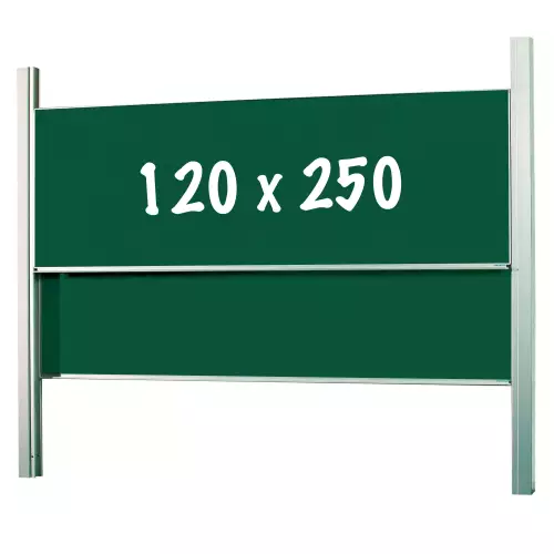 WhiteboardMatch Chalkboard Deluxe - Height adjustable - Double surface board - Schoolboard - Easy assembly - Enamel steel - Green - 120x250cm (50390)