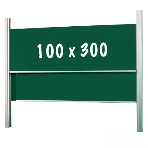 WhiteboardMatch Chalkboard Deluxe - Height adjustable - Double surface board - Schoolboard - Easy assembly - Enamel steel - Green - 100x300cm (50392)