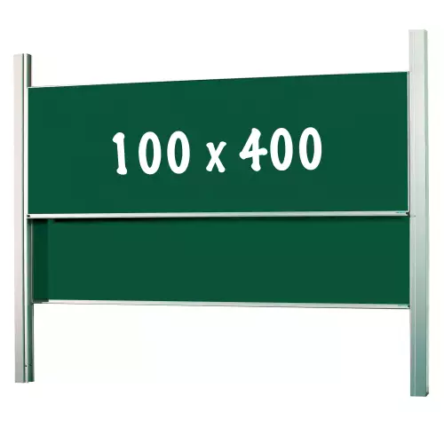 WhiteboardMatch Chalkboard Deluxe - Height adjustable - Double surface board - Schoolboard - Easy assembly - Enamel steel - Green - 100x400cm (50396)