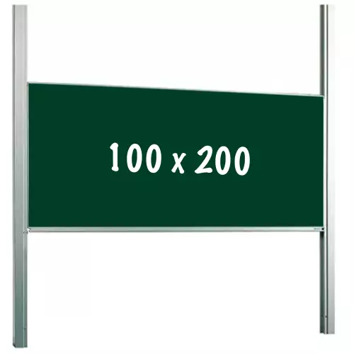 WhiteboardMatch Chalkboard PRO - Height adjustable - Single-surface board - Schoolboard - Easy assembly - Enamel steel - Green - 100x200cm (50400)