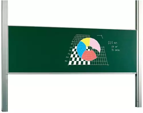 WhiteboardMatch Chalkboard PRO - Height adjustable - Single-surface board - Schoolboard - Easy assembly - Enamel steel - Green - 100x200cm (50400)