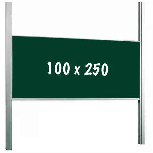 WhiteboardMatch Chalkboard PRO - Height adjustable - Single-surface board - Schoolboard - Easy assembly - Enamel steel - Green - 100x250cm (50404)