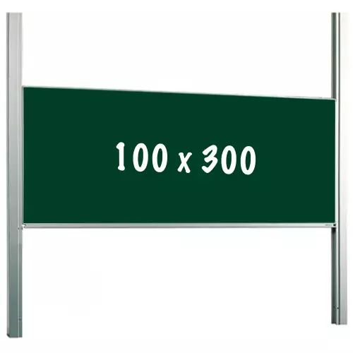 WhiteboardMatch Chalkboard PRO - Height adjustable - Single-surface board - Schoolboard - Easy assembly - Enamel steel - Green - 100x300cm (50408)