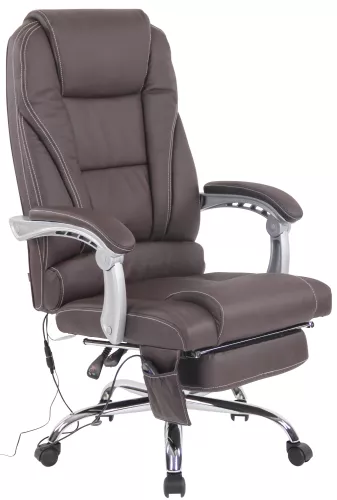 In And OutdoorMatch In And OutdoorMatch Office Chair Carlos - Real Leather - With Massage Function - Luxury Office Chair - Brown - Elegant Look (58011)