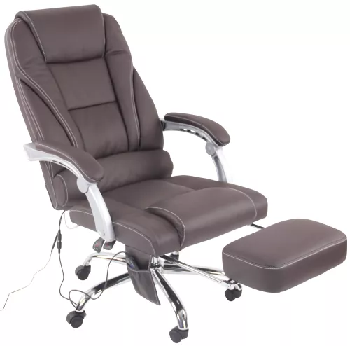 In And OutdoorMatch In And OutdoorMatch Office Chair Carlos - Real Leather - With Massage Function - Luxury Office Chair - Brown - Elegant Look (58011)