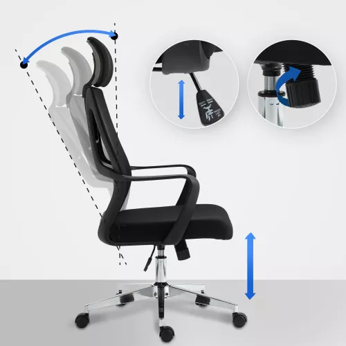 In And OutdoorMatch In And OutdoorMatch Office Chair Corina -  Polyester - Metal Frame - Black - Exclusive Look - Game Chair (58034)