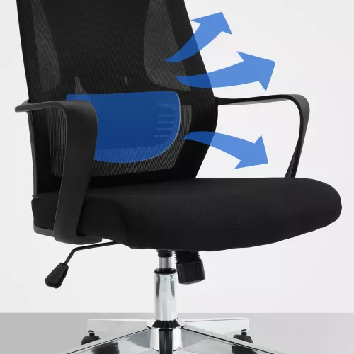In And OutdoorMatch In And OutdoorMatch Office Chair Corina -  Polyester - Metal Frame - Black - Exclusive Look - Game Chair (58034)