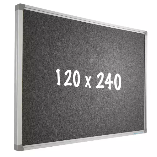 WhiteboardMatch Bulletin board Camira fabric PRO - Aluminum frame - Easy assemble - Drawing pins - Pinboards - 120x240cm (50575)