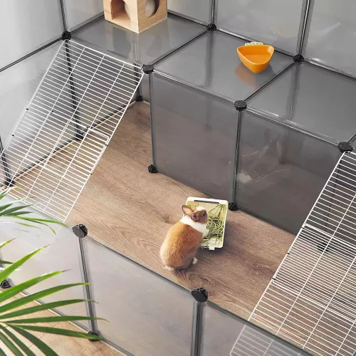 In And OutdoorMatch In And OutdoorMatch Pet Cage Paula -  Small Animal Run - 2 Tier - Black - Transparent (63915)