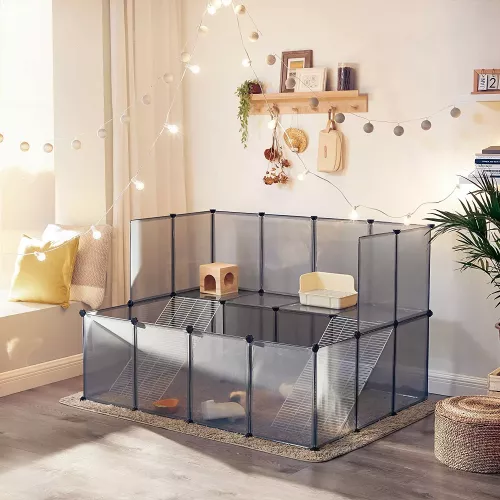 In And OutdoorMatch In And OutdoorMatch Pet Cage Paula -  Small Animal Run - 2 Tier - Black - Transparent (63915)