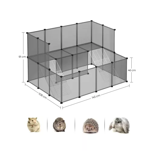 In And OutdoorMatch In And OutdoorMatch Pet Cage Paula -  Small Animal Run - 2 Tier - Black - Transparent (63915)