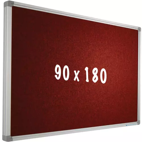 WhiteboardMatch Bulletin board Camira fabric PRO - Aluminum frame - Easy assemble - Drawing pins - Red - Pinboards - 90x180cm (50579)