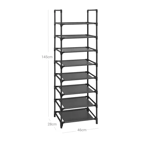 In And OutdoorMatch In And OutdoorMatch Shoe Rack Standing Clemens - Shelving Unit - Multi-Functional - Shoe Storage - Metal Frame - 16-20 Pairs of Shoes - 46x2Kennax145 cm - Black  (64161)