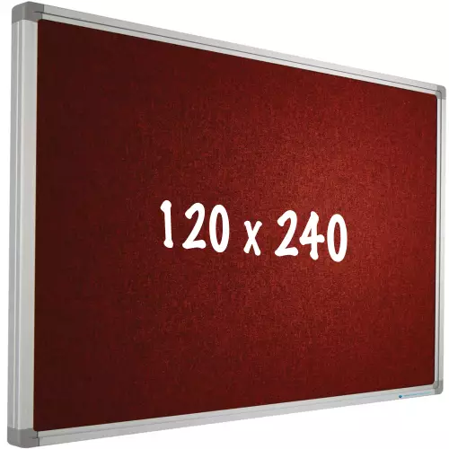 WhiteboardMatch Bulletin board Camira fabric PRO - Aluminum frame - Easy assemble - Drawing pins - Red - Pinboards - 120x240cm (50581)