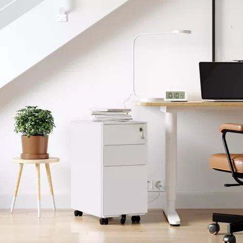 In And OutdoorMatch In And OutdoorMatch Luxury filing cabinet with lock Lois - Desk cabinet - File cabinet metal - Drawer unit desk - White - 30x45x60cm (64455)
