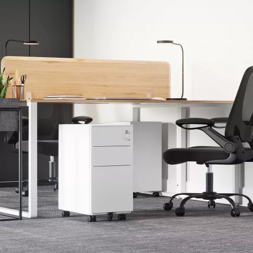 In And OutdoorMatch In And OutdoorMatch Luxury filing cabinet with lock Lois - Desk cabinet - File cabinet metal - Drawer unit desk - White - 30x45x60cm (64455)