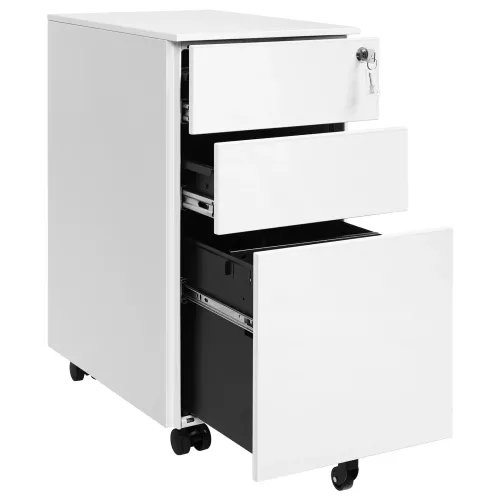 In And OutdoorMatch In And OutdoorMatch Luxury filing cabinet with lock Lois - Desk cabinet - File cabinet metal - Drawer unit desk - White - 30x45x60cm (64455)