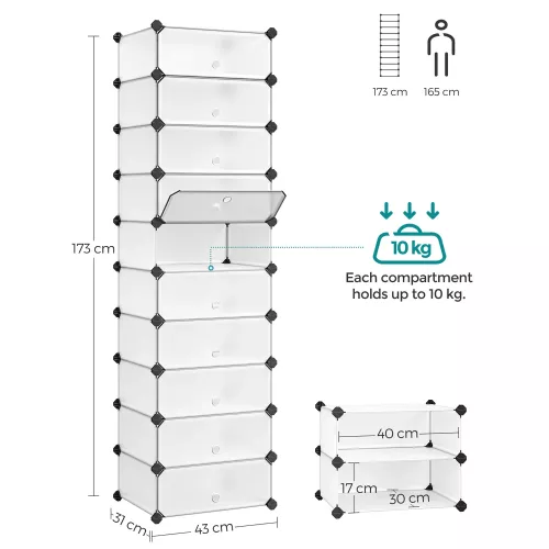 In And OutdoorMatch In And OutdoorMatch Shoe rack Winfield - White - 20 pairs of shoes - Shoe cabinet - Height 173cm (64557)