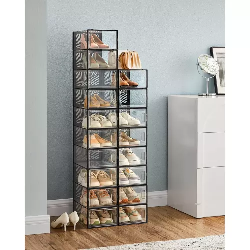 In And OutdoorMatch In And OutdoorMatch Shoe box transparent black 18 pieces Dawson - Sneaker box - Shoe box - Storage system - Storage box - 33x23x14 cm  uitzoeken (64903)