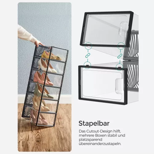 In And OutdoorMatch In And OutdoorMatch Shoe box transparent black 18 pieces Dawson - Sneaker box - Shoe box - Storage system - Storage box - 33x23x14 cm  uitzoeken (64903)