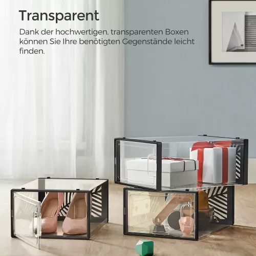 In And OutdoorMatch In And OutdoorMatch Shoe box transparent black 18 pieces Dawson - Sneaker box - Shoe box - Storage system - Storage box - 33x23x14 cm  uitzoeken (64903)