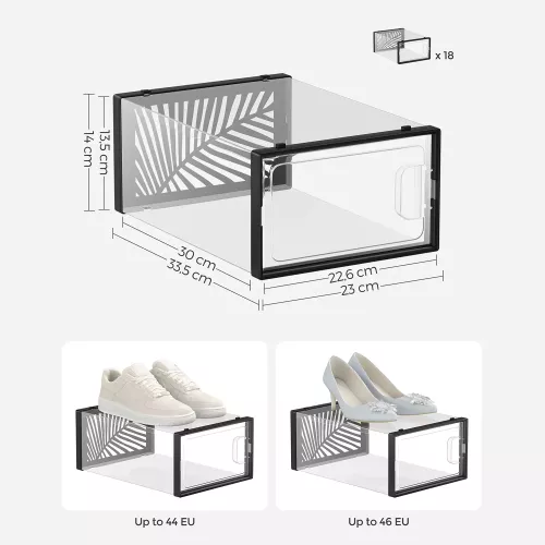 In And OutdoorMatch In And OutdoorMatch Shoe box transparent black 18 pieces Dawson - Sneaker box - Shoe box - Storage system - Storage box - 33x23x14 cm  uitzoeken (64903)