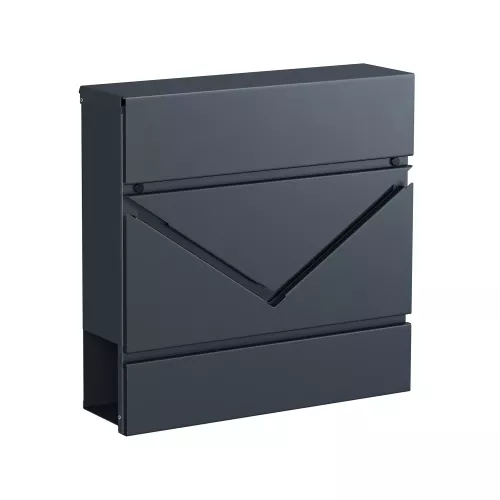 In And OutdoorMatch In And OutdoorMatch Mailbox stainless steel Estel - Lock & flap - Mailbox Mailbox - Newspaper roll Wall letterbox - Hangable - Gray - 33x11x35cm (64913)