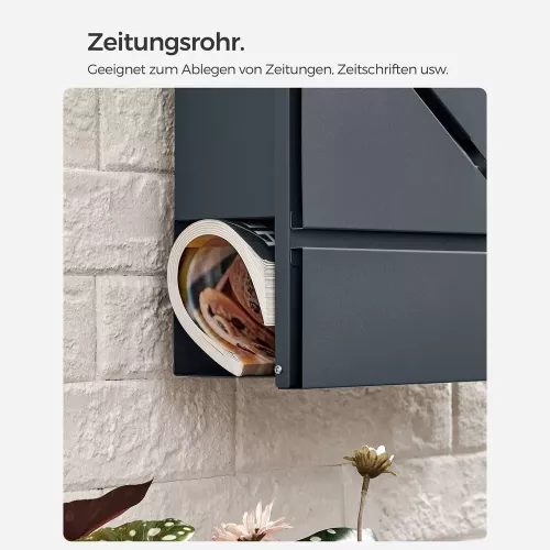 In And OutdoorMatch In And OutdoorMatch Mailbox stainless steel Estel - Lock & flap - Mailbox Mailbox - Newspaper roll Wall letterbox - Hangable - Gray - 33x11x35cm (64913)