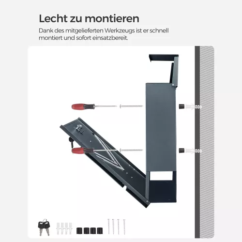 In And OutdoorMatch In And OutdoorMatch Mailbox stainless steel Estel - Lock & flap - Mailbox Mailbox - Newspaper roll Wall letterbox - Hangable - Gray - 33x11x35cm (64913)