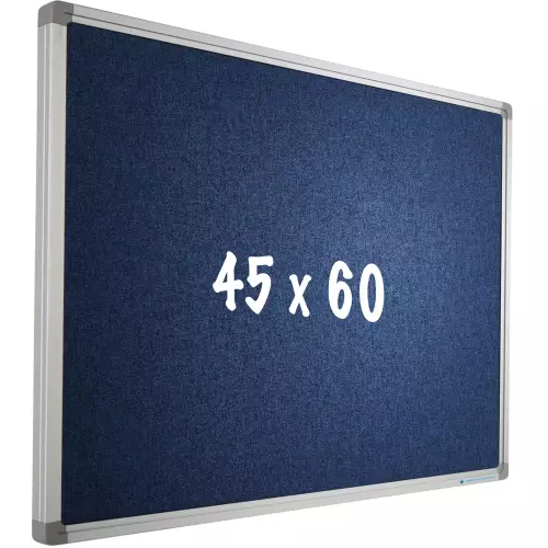 WhiteboardMatch Bulletin board Camira fabric PRO - Aluminum frame - Easy assemble - Drawing pins - Blue- Pinboards - 45x60cm (50588)