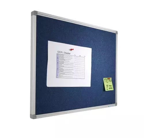 WhiteboardMatch Bulletin board Camira fabric PRO - Aluminum frame - Easy assemble - Drawing pins - Blue- Pinboards - 45x60cm (50588)