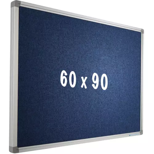 WhiteboardMatch Bulletin board Camira fabric PRO - Aluminum frame - Easy assemble - Drawing pins - Blue- Pinboards - 60x90cm (50589)