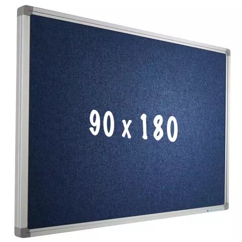 WhiteboardMatch Bulletin board Camira fabric PRO - Aluminum frame - Easy assemble - Drawing pins - Blue- Pinboards - 90x180cm (50591)