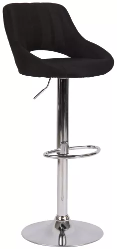 In And OutdoorMatch In And OutdoorMatch Bar stool Hipo Black chrome Lorenz - Fabric - Seat height 60-81cm - Ergonomic bar chairs - Height adjustable - Set of 1 - With backrest - For kitchen and bar (66247)