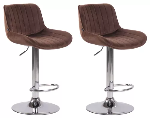 In And OutdoorMatch In And OutdoorMatch Bar stool Spencer - Brown chrome - Seat height 60-82 cm - Set of 2 - Height adjustable - For kitchen and bar - With backrest - Ergonomic bar chairs (66271)