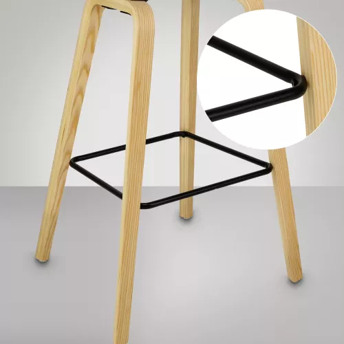In And OutdoorMatch In And OutdoorMatch Bar stool Gerda - Grey wood - 80cm seat height Set of 1 - For kitchen and bar - With backrest - Ergonomic bar chairs (66283)