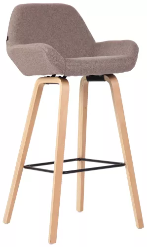 In And OutdoorMatch In And OutdoorMatch Luxury Bar Stool Monroe - Brown - Oak Veneer Wood - Deluxe Design - Backrest - Footrest - For Kitchen and Bar - Upholstered Seating  (66351)