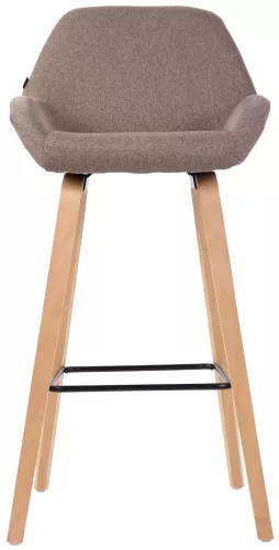In And OutdoorMatch In And OutdoorMatch Luxury Bar Stool Monroe - Brown - Oak Veneer Wood - Deluxe Design - Backrest - Footrest - For Kitchen and Bar - Upholstered Seating  (66351)