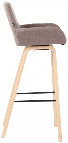 In And OutdoorMatch In And OutdoorMatch Luxury Bar Stool Monroe - Brown - Oak Veneer Wood - Deluxe Design - Backrest - Footrest - For Kitchen and Bar - Upholstered Seating  (66351)