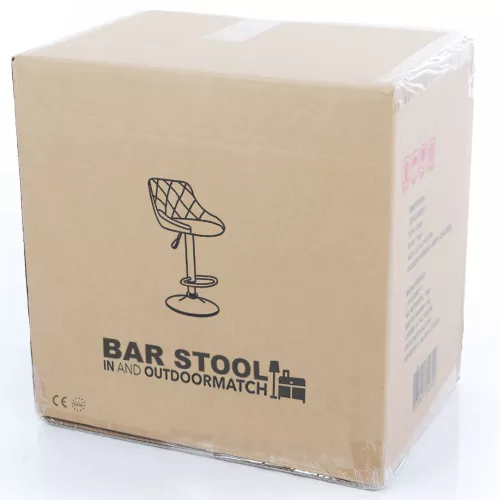 In And OutdoorMatch In And OutdoorMatch Luxury Bar Stool Monroe - Brown - Oak Veneer Wood - Deluxe Design - Backrest - Footrest - For Kitchen and Bar - Upholstered Seating  (66351)