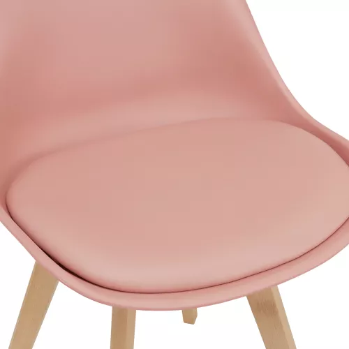 In And OutdoorMatch In And OutdoorMatch Dining Room Chair Oren - Set of 4 - Imitation Leather and Beech - Pink - Upholstered Seat - Modern Design (67452)