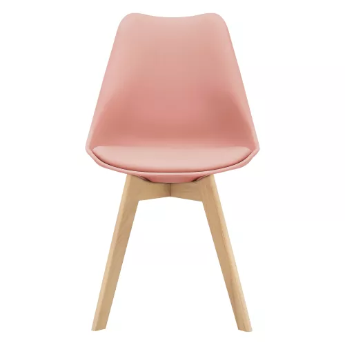 In And OutdoorMatch In And OutdoorMatch Dining Room Chair Oren - Set of 4 - Imitation Leather and Beech - Pink - Upholstered Seat - Modern Design (67452)