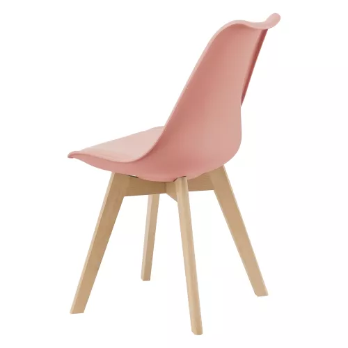 In And OutdoorMatch In And OutdoorMatch Dining Room Chair Oren - Set of 4 - Imitation Leather and Beech - Pink - Upholstered Seat - Modern Design (67452)