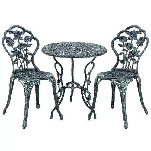 In And OutdoorMatch In And OutdoorMatch Bistro Set Stanton - Balcony Set - Cast Iron Garden Table and 2 Garden Chairs - Green - Stylish Design (67499)