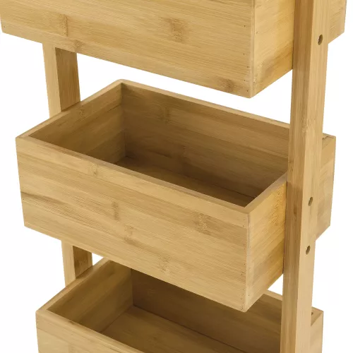 In And OutdoorMatch In And OutdoorMatch Storage Rack Delaney - Standing Rack - With 4 Baskets - Bamboo - Minimalistic Design (67817)
