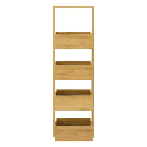 In And OutdoorMatch In And OutdoorMatch Storage Rack Delaney - Standing Rack - With 4 Baskets - Bamboo - Minimalistic Design (67817)