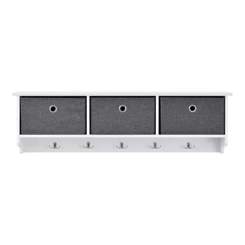 In And OutdoorMatch In And OutdoorMatch Wall Coat Rack Elmore - Coat Rack - With 3 Baskets - 30x100x20 cm - Chipboard and Metal - Modern Design (67993)